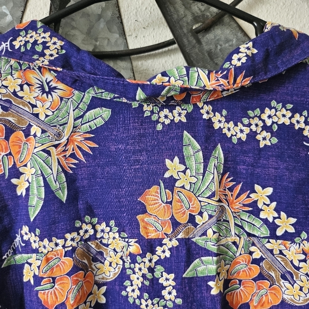 Two Palms Lei of Hawaii Blue Rayon Men's Hawaiian Shirt Size Large. - Picture 10 of 10